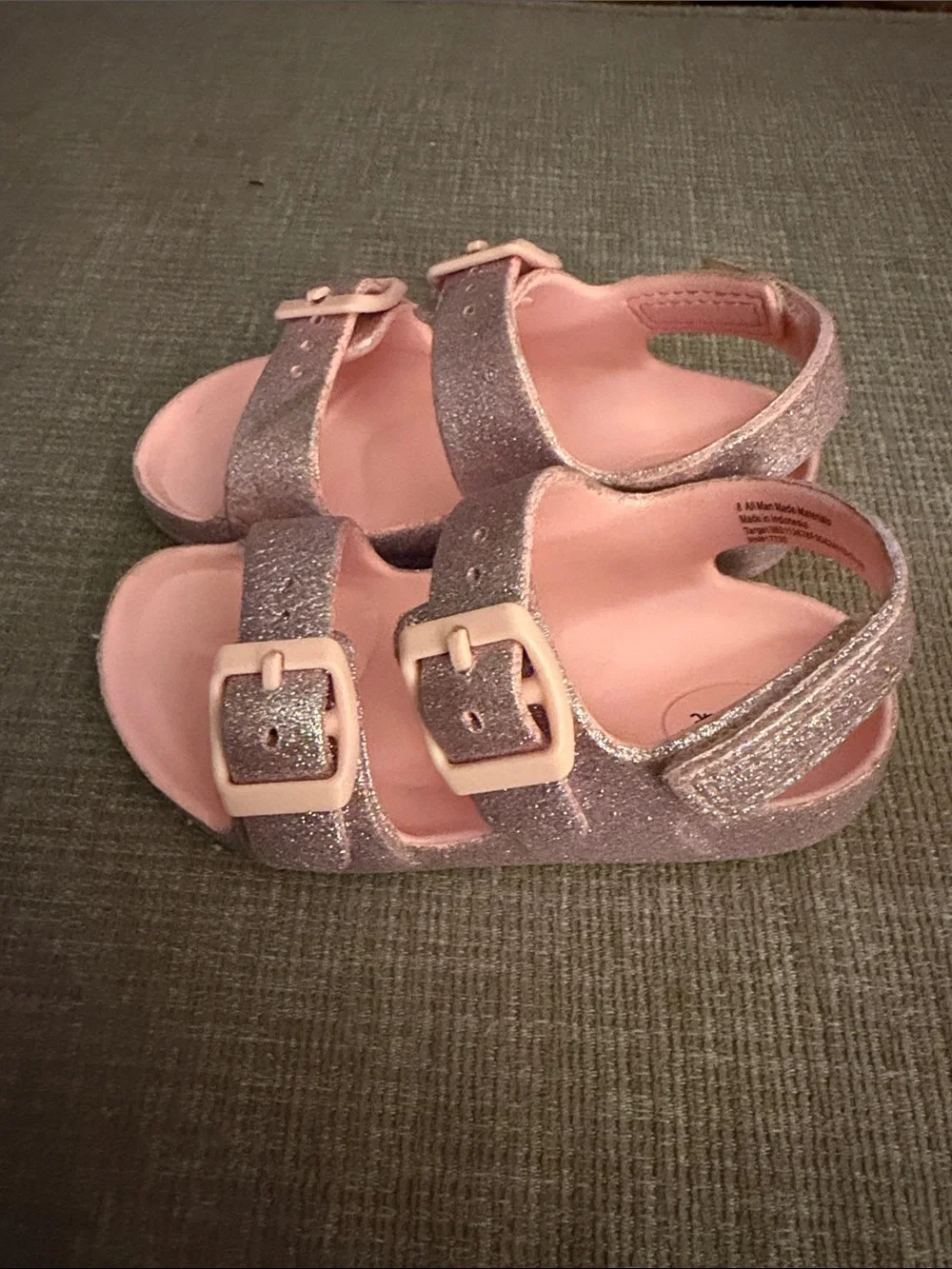 Cat & Jack Pink Glitter Double-Buckle Sandals